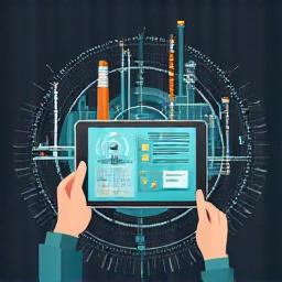 Icona di un tablet che mostra dati in realtà aumentata su un impianto